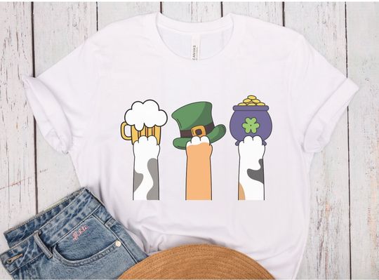 Discover Cat Paws St Patrick's Day Shirt, Funny St Patricks