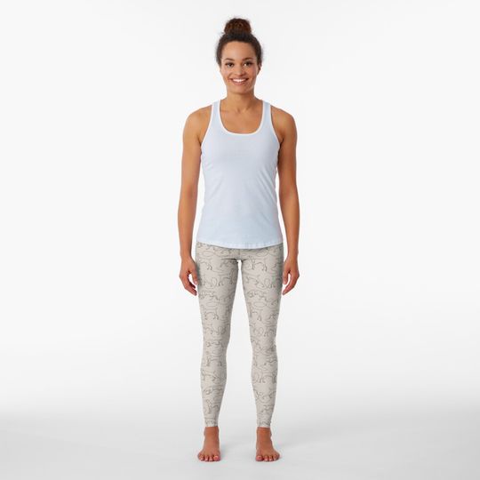 Discover Continuous Line Weimaraners With Docked Tails (Greige) Leggings