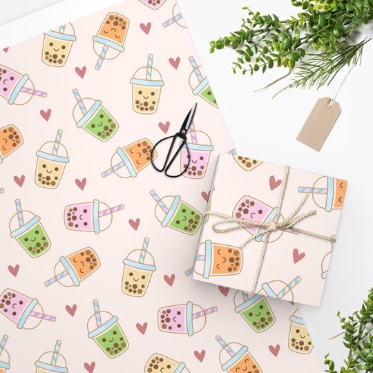 Discover Cute Bubble Tea Gift Wrapping Paper, Funny Wrapping Paper, Cute Christmas Presents