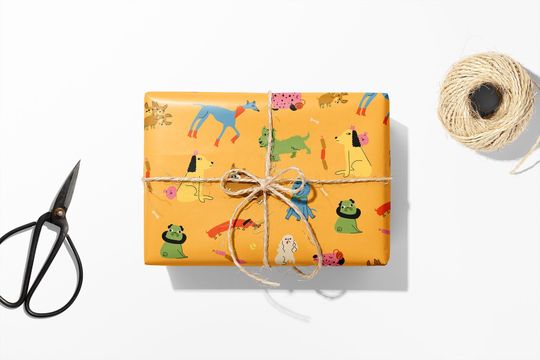 Discover Dogs Gift Wrap Wrapping Paper Funny Quirky Illustrated Dog Lover