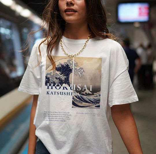 Discover Katsushika Hokusai T-Shirt, The Great Wave off Kanagawa, Art Lover, Aesthetic Art T-Shirt
