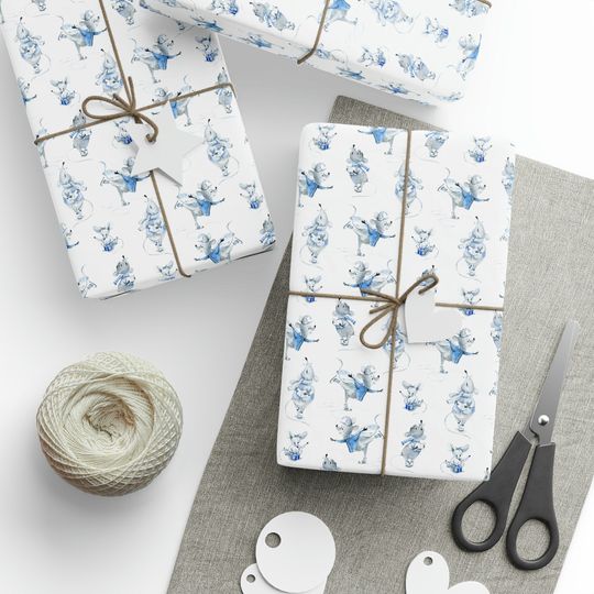 Discover Funny Mice Skating Wrapping Paper