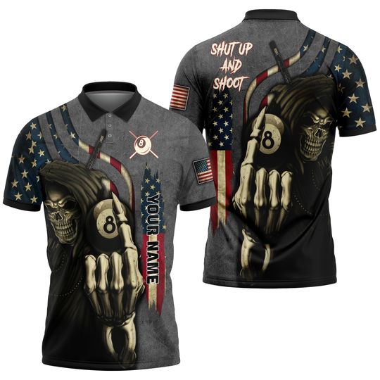 Discover 8 Balls Shut Up And Shoot Billiard Customized Polo Shirt