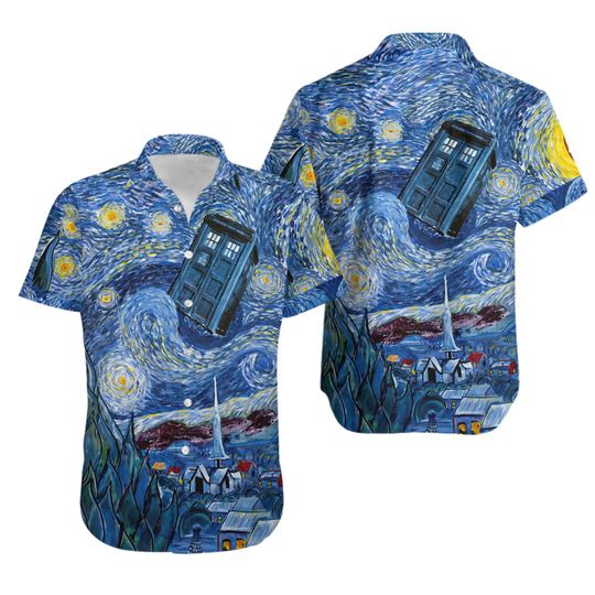 Discover Painting Starry Night Doctor Who Hawaiian Shirt