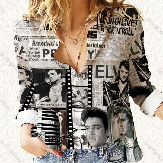Discover Elvis Presley Women Casual Shirt, King Of Rock and Roll Woman Shirt
