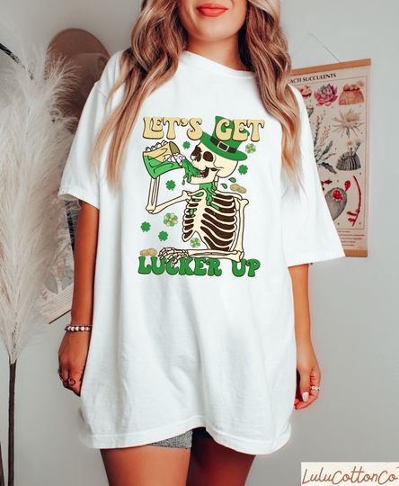 Discover Lets Get Lucker Up Shirt, Skeleton St Patricks Day Tee, St Paddys Day Skull Gifts