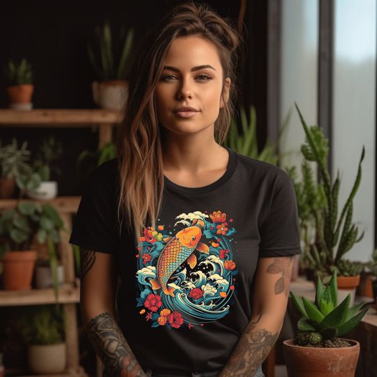 Discover Lotus Garden Koi Fish T-Shirt Koi Fish Lover Gift
