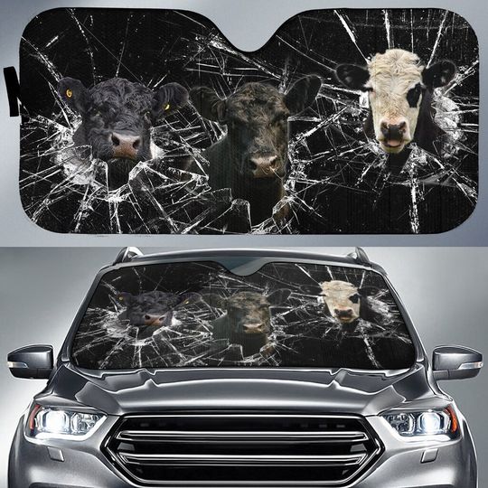 Discover Uni Belted Galloway Broken Glasses Car Sun Shade