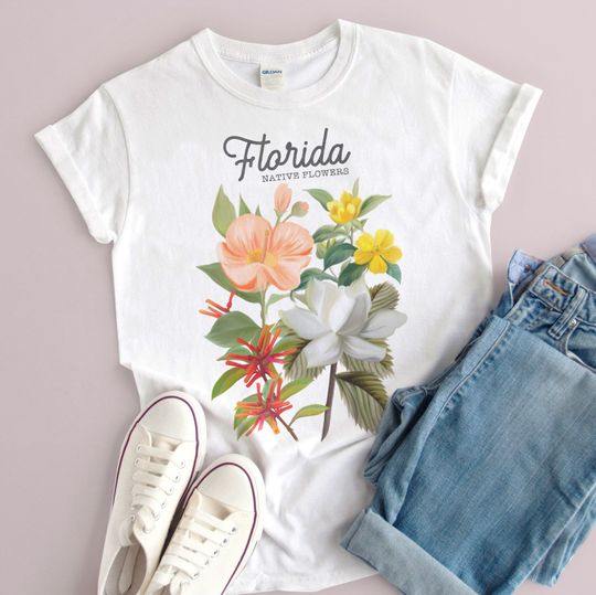 Discover Florida Flower Tshirt, Wildflower Tee, Botanical Tshirt