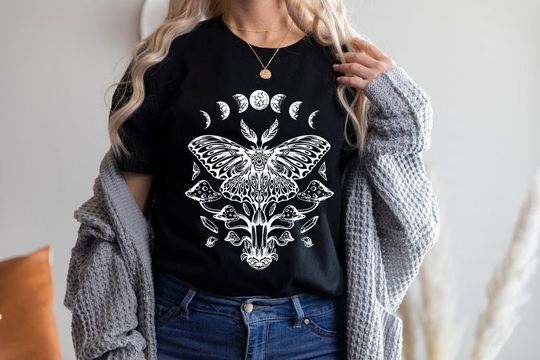 Discover Luna Moth T-Shirt, Moon Phases Shirt