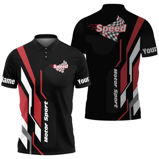 Discover Custom Name Racing Speed Flag Racing Sport Polo Shirt