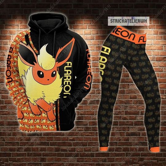 Discover Flareon Legging Hoodie Set, Flareon Po.Kemon Hoodie, PKM Characters Legging