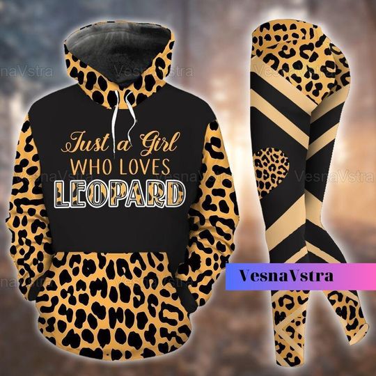 Discover Leopard Skull Hoodie Legging Set, Leopard Womens Leggings Yoga