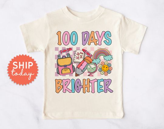 Discover 100 Days Brighter School Shirt with Rainbow Design