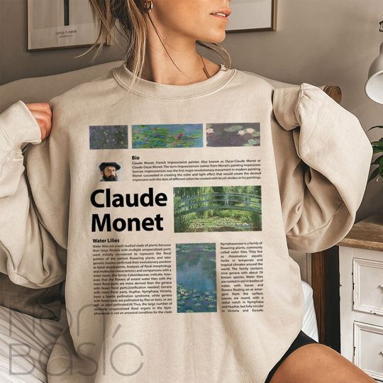 Discover Claude Monet Sweatshirt, Water Lilies ,Art Lover, Aesthetic Art Sweatshirt