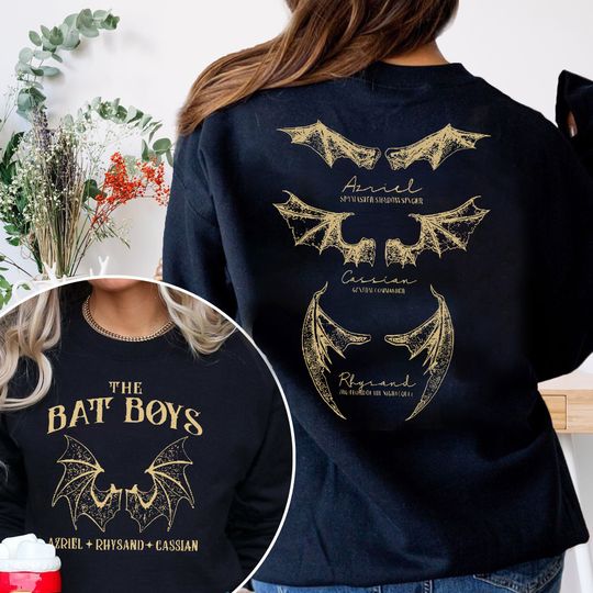 Discover The Bat Boys Vintage Acotar The Night Court Illyrians Thorn And Roses Rhysand Cassian Azriel Double Sided Sweatshirt