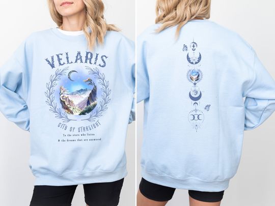 Discover Night Court Sweatshirt Acotar Velaris Merch Fantasy Book Lovers Double Sided Sweatshirt