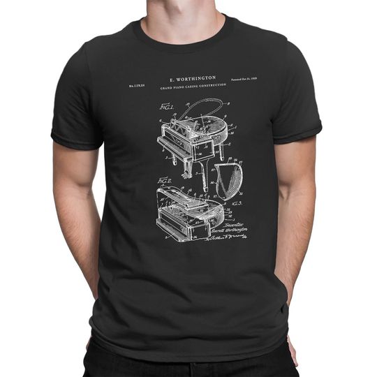Discover Grand Piano Patent Musician Musical Instrument T-Shirt