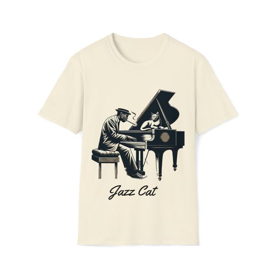 Discover Jazz Cat Playing Piano T-Shirt