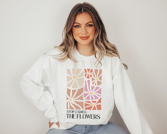 Discover Boho Flower Sweatshirt Unisex Wildflower Sweater