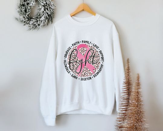 Discover Leopard Print Breast Cancer Sweater, Fighter Sweatshirt