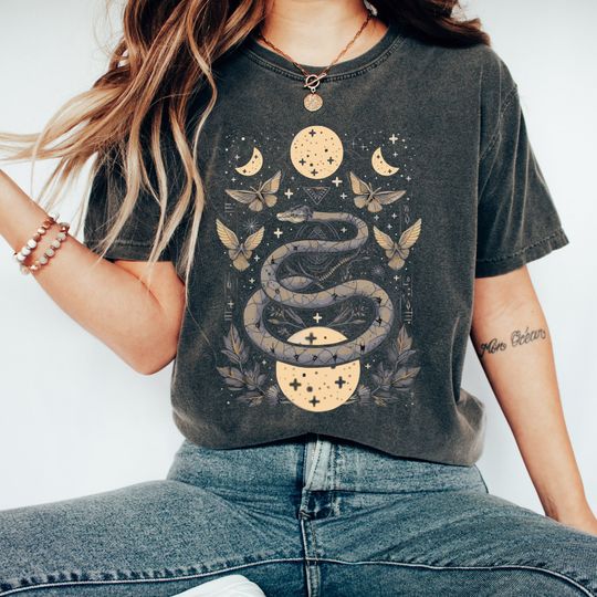 Discover Celestial Shirt, Moon T-Shirt, Snake T Shirt