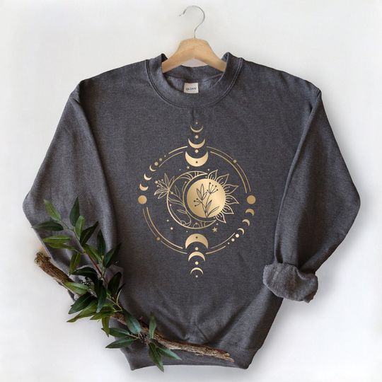 Discover Mystic Moon And Sun Sweatshirt, Boho Celestial Moon Sweatshirt, Spiritual Sweatshirt