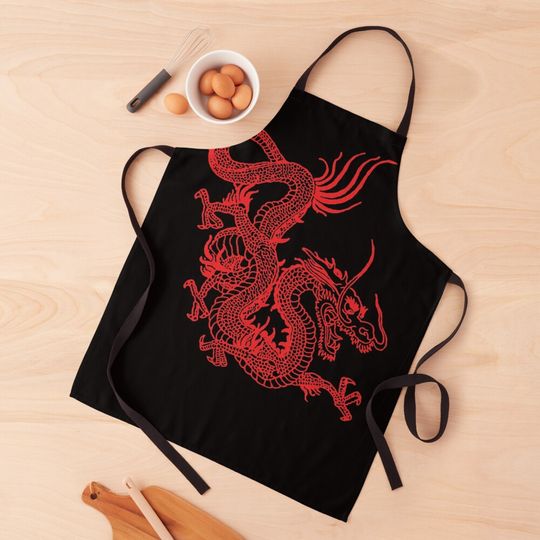 Discover Red Chinese Dragon Apron