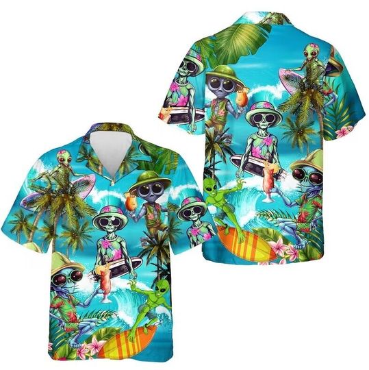 Discover Tropical Alien Hawaiian Shirt For Men Women, Tropical Summer Beach Aloha