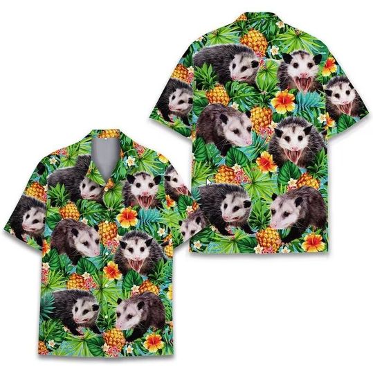 Discover Tropical Opossum Hawaiian Shirt For Men Women, Animal Casual Mens Hawaiian Shirt