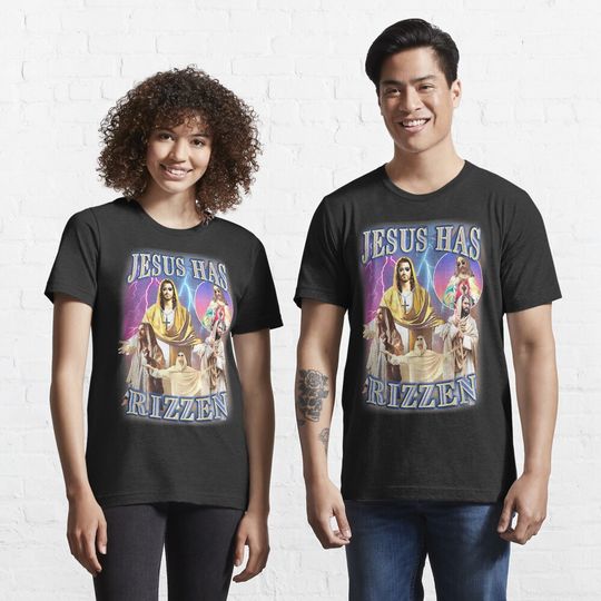 Discover Jesus Has Rizzen on back - He Is Rizzen Jesus Rizz Essential T-Shirt