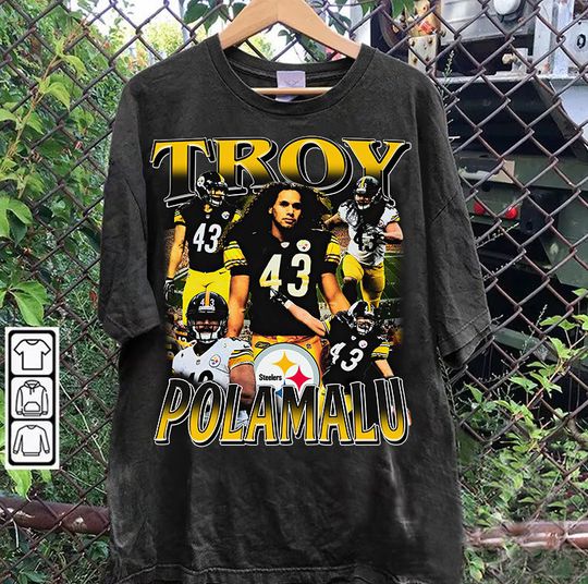 Discover Vintage 90s Graphic Style Troy Polamalu T-Shirt - Troy Polamalu Football T-Shirt