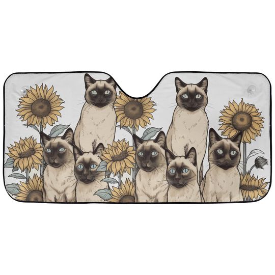 Discover Siamese Cats Sunflowers Happy Team Cats Car Sun Shade