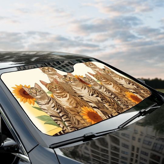Discover Bengal Cats Sunflowers Happy Team Cats Car Sun Shade