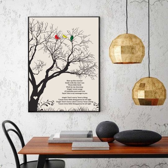 Discover Bob Marley Three Little Birds Song Lyrics Poster (No Frame)
