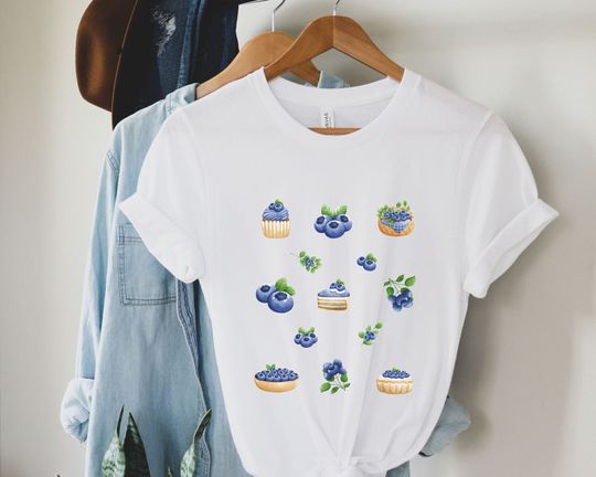 Discover Blueberry TShirt, Cottagecore Shirt, Abstract Botanical Tee