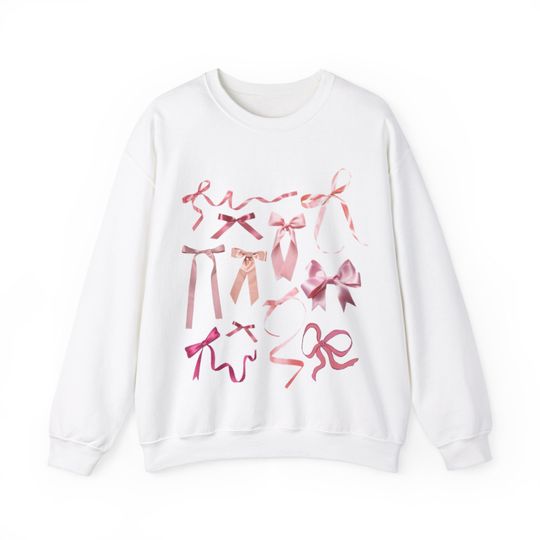 Discover Coquette Style Pink Bow Crewneck Sweatshirt