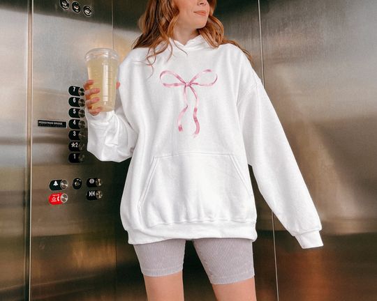 Discover Pink Ribbon Hoodie for Her Coquette Clothes Pink Bow Hoodie Gift for Daughter Gift for Girl