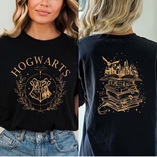 Discover Hogwarts Book Wizard Castle Magic Potter Dark Academia Bookish Double Sided T-Shirt