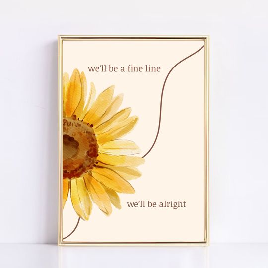 Discover Sunflower With Line Digital Print Poster