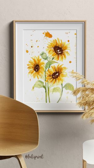Discover Watercolor Boho Sunflower Print
