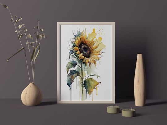 Discover Botanical Wall Art Sunflower Wall Dcor Botanical Watercolor