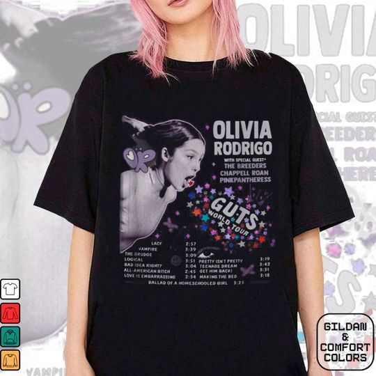 Discover Olivia Rodrigo Guts Full Date Tour 2024 Tee, world Tour 2024 for Olivia Guts Fans