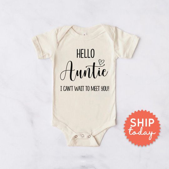 Discover Hello Auntie I Can't Wait To Meet You Onesies , Baby Shower Gift