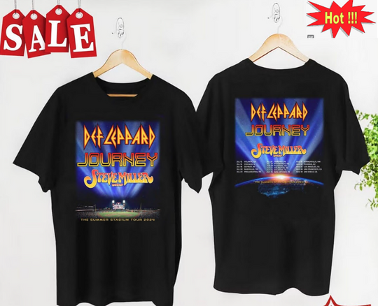 Discover Journey Steve Miller Band 2014 Tour Black Concert Double Sided Printed T-Shirt