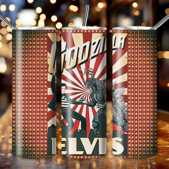 Discover Elvis Presly King of Rock and Roll Tumbler with Lid and Straw