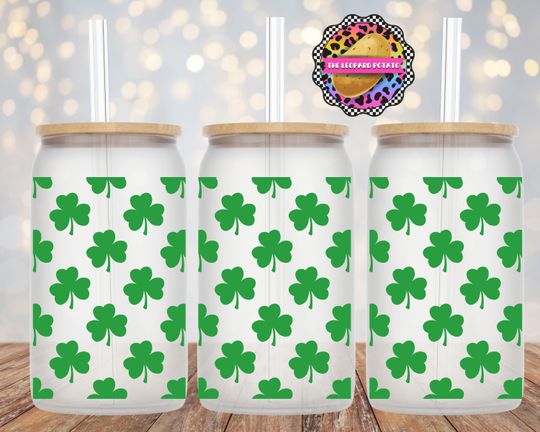 Discover St Patricks Day Glass Can Tumbler-  Glass Can Sublimation Design