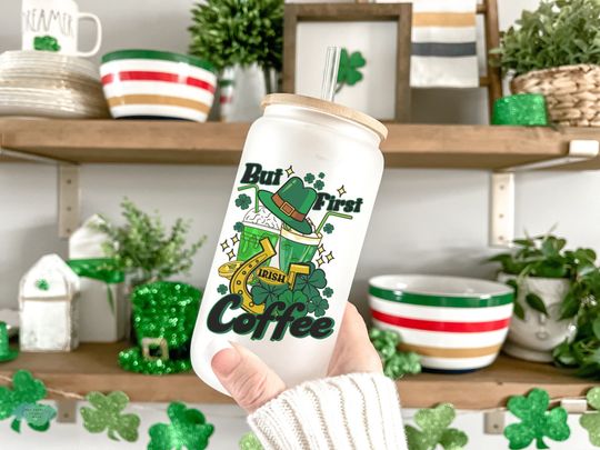 Discover St. Patricks Day Glass Cup Gift For Her- St. Patricks Day Beer Glass Can