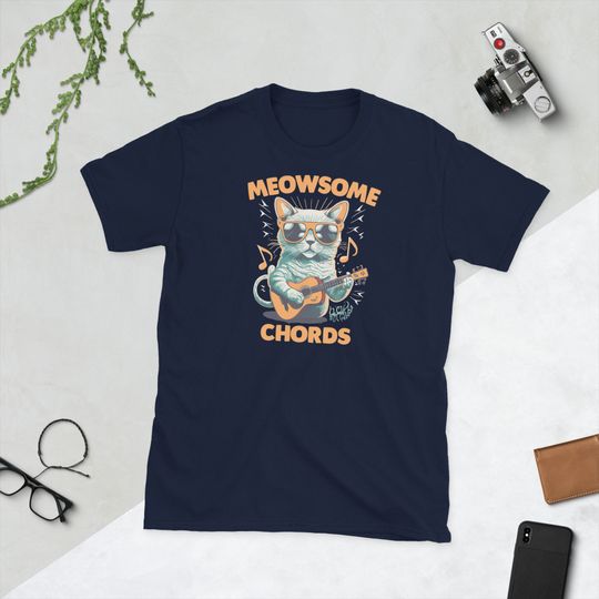 Discover Cat Playing Guitar Shirt, Meowsome Chords Shirt