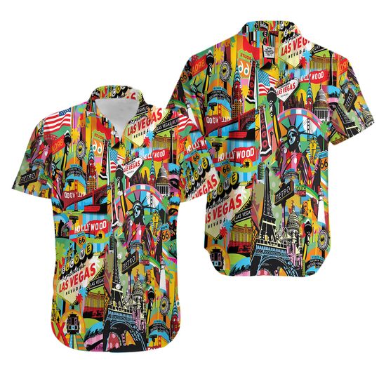 Discover Colorful Las Vegas City American Hawaiian Shirt